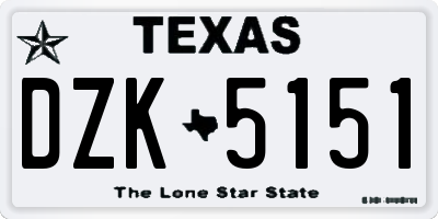 TX license plate DZK5151