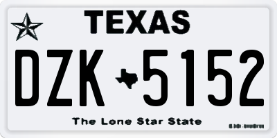 TX license plate DZK5152