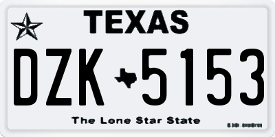 TX license plate DZK5153