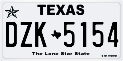 TX license plate DZK5154