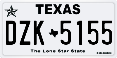 TX license plate DZK5155