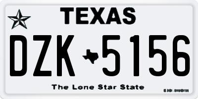 TX license plate DZK5156