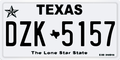TX license plate DZK5157