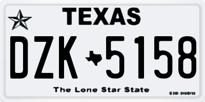 TX license plate DZK5158