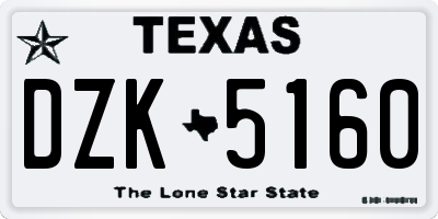 TX license plate DZK5160