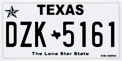 TX license plate DZK5161