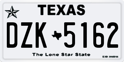 TX license plate DZK5162