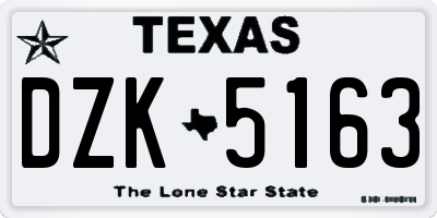 TX license plate DZK5163
