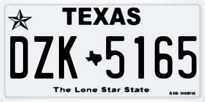 TX license plate DZK5165