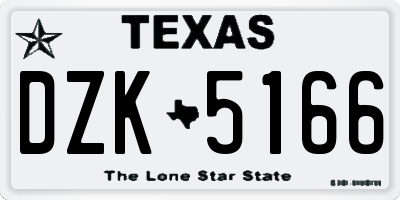 TX license plate DZK5166