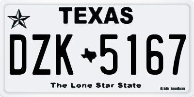TX license plate DZK5167