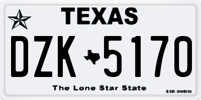 TX license plate DZK5170
