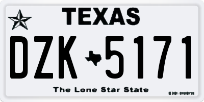 TX license plate DZK5171