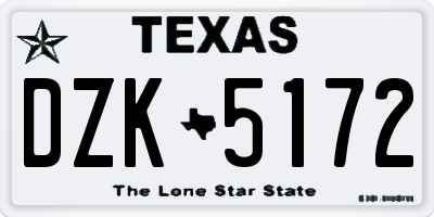 TX license plate DZK5172