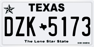 TX license plate DZK5173