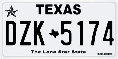 TX license plate DZK5174