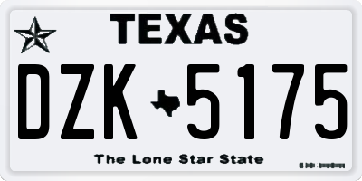 TX license plate DZK5175