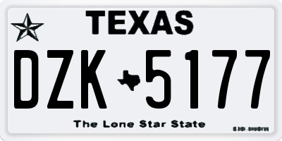 TX license plate DZK5177