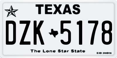 TX license plate DZK5178