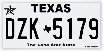 TX license plate DZK5179