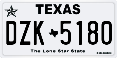 TX license plate DZK5180