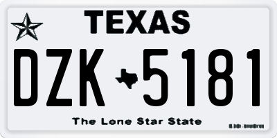 TX license plate DZK5181