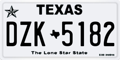 TX license plate DZK5182