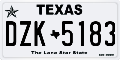 TX license plate DZK5183