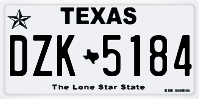 TX license plate DZK5184