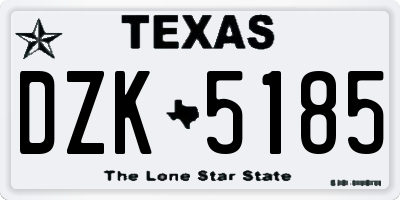 TX license plate DZK5185