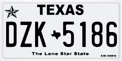 TX license plate DZK5186