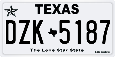 TX license plate DZK5187