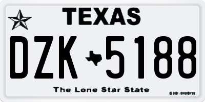 TX license plate DZK5188