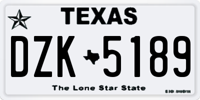 TX license plate DZK5189