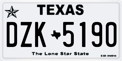 TX license plate DZK5190