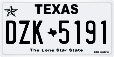TX license plate DZK5191