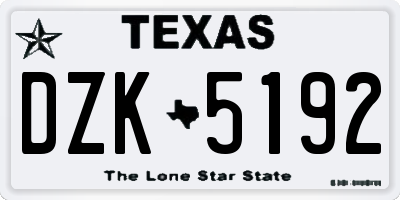 TX license plate DZK5192
