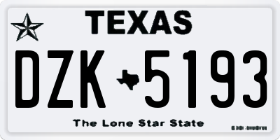 TX license plate DZK5193