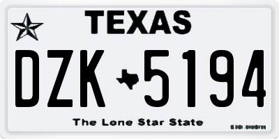 TX license plate DZK5194