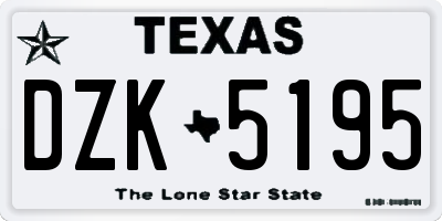 TX license plate DZK5195