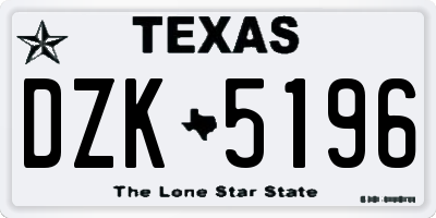 TX license plate DZK5196