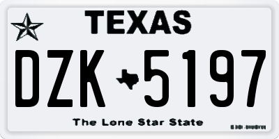 TX license plate DZK5197