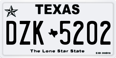 TX license plate DZK5202