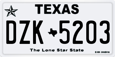 TX license plate DZK5203