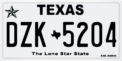TX license plate DZK5204