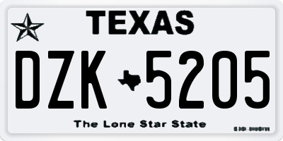 TX license plate DZK5205