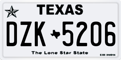 TX license plate DZK5206