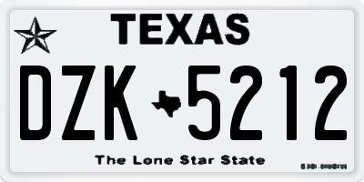TX license plate DZK5212
