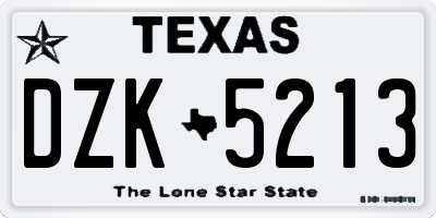 TX license plate DZK5213