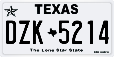 TX license plate DZK5214